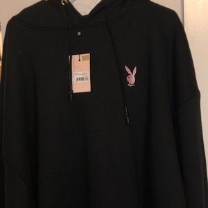 NWT Playboy x Missguided Black & Pink Hoodie Dress